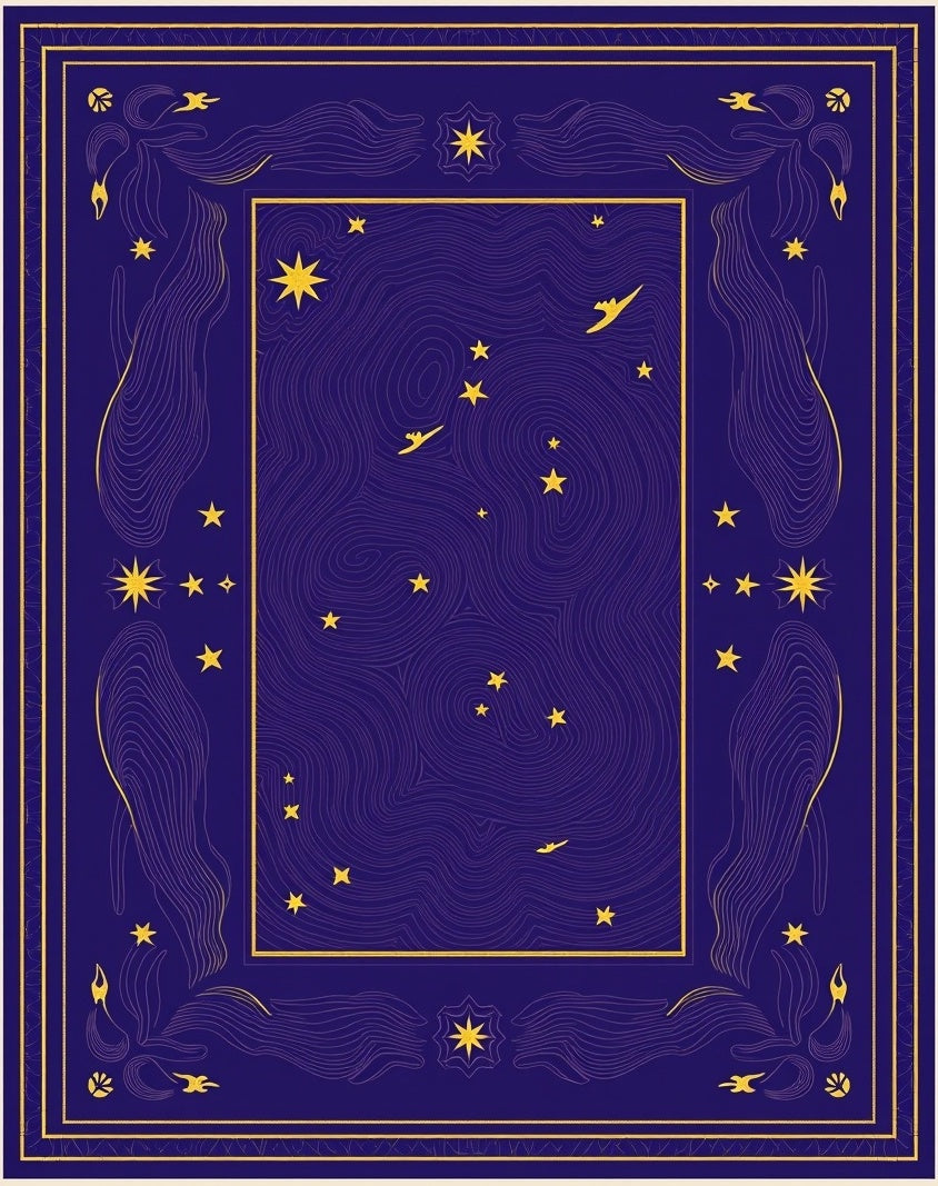 Deep Navy and Gold Celestial Rug