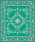 Emerald Green Floral Medallion Frame Rug