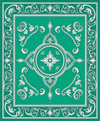 Emerald Green Floral Medallion Frame Rug