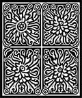 Bold Black Floral Sun Block Print Rug