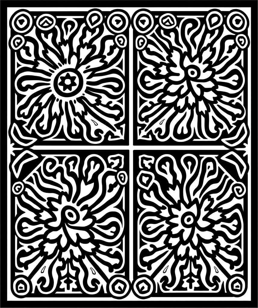 Bold Black Floral Sun Block Print Rug