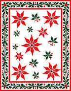 Vibrant Red Floral Holly Border Rug