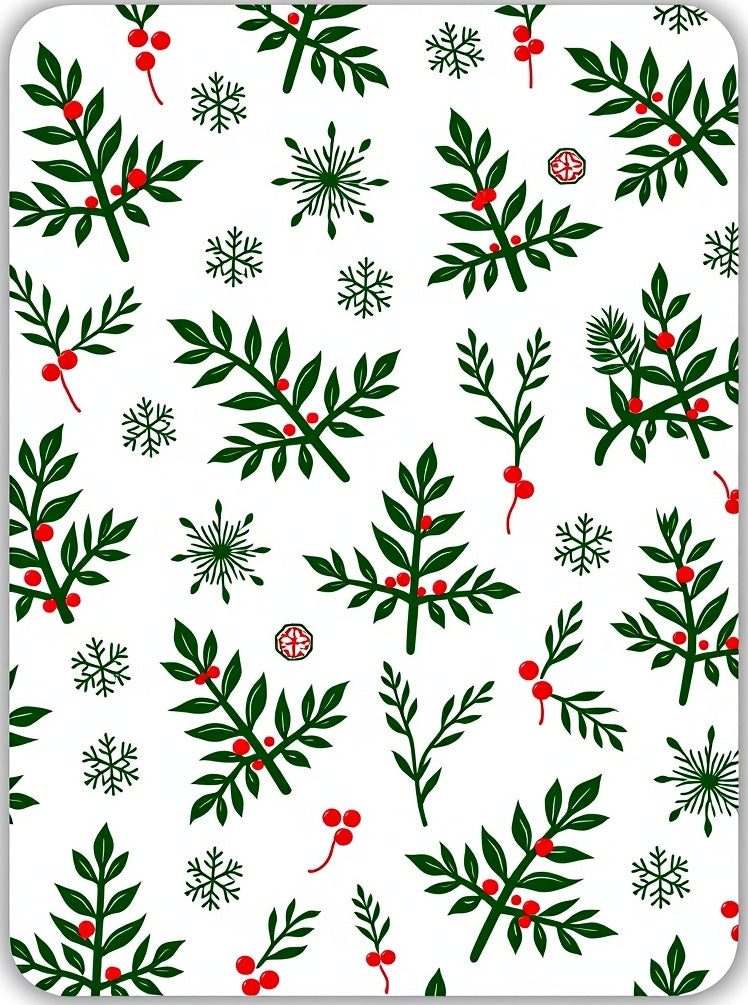 Green Holly Berry Snowflakes Rug