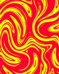 Vibrant Red Yellow Swirl Flow Rug