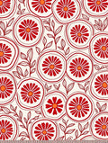 Crimson Floral Circles and Leaves Rug