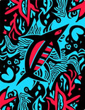 Bold Black Red Abstract Shark Rug