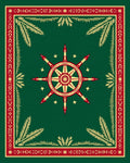 Red Gold Green Compass Star Rug