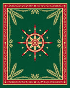 Red Gold Green Compass Star Rug