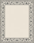 Elegant Ivory Arabesque Floral Border Rug