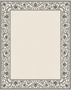 Elegant Ivory Arabesque Floral Border Rug