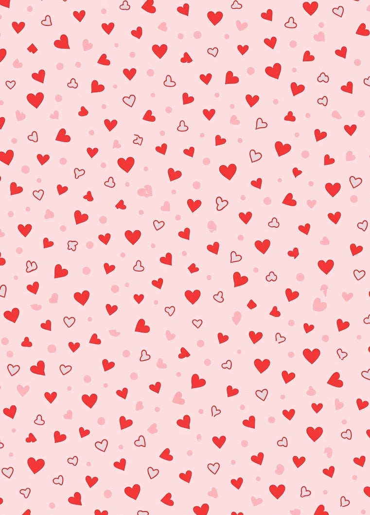 Red Hearts All Over Pink Background Rug