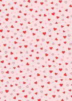 Red Hearts All Over Pink Background Rug