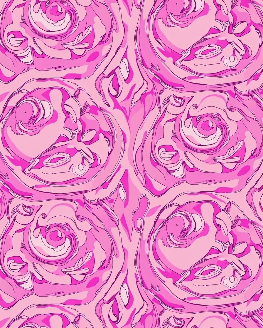 Hot Pink Swirl Rose Abstract Rug