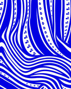 Bold Electric Blue Organic Waves Rug