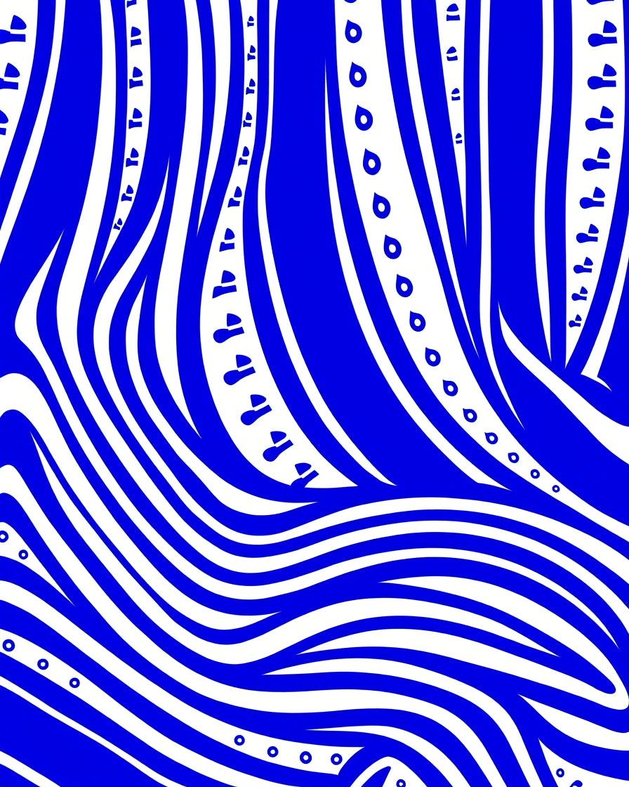 Bold Electric Blue Organic Waves Rug