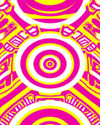 Vibrant Hot Pink Yellow Concentric Circles Rug