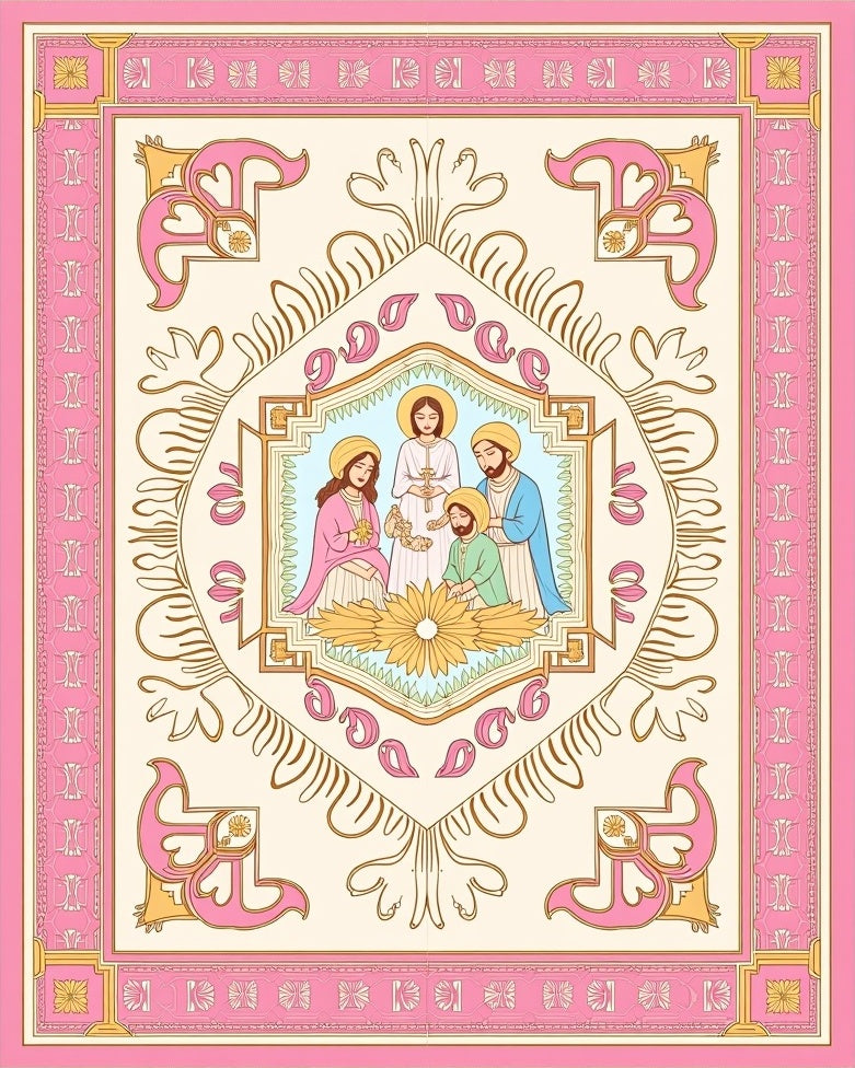 Pink Rose Sacred Family Centerpiece Rug