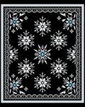 Black White Snowflake Ornate Border Rug