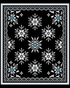 Black White Snowflake Ornate Border Rug