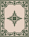 Dark Green Vintage Floral Border Rug