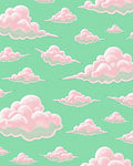 Dreamy Pink Clouds Green Sky Rug