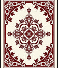 Regal Crimson Floral Damask Rug