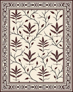 Vintager Leaf Scroll Filigree Border Rug