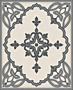 Ornate Gray Scrollwork Medallion Rug