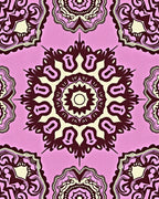 Crimson Mandala Medallion Rose Design Rug