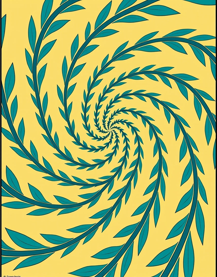 Teal Leaf Swirl Yellow Rug
