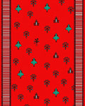 Red Teal Floral Medallion Striped Rug