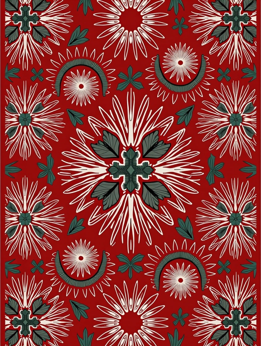 Crimson Red Starburst Arch Medallion Red Rug