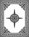 Ornate Black White Interlaced Border Design Rug