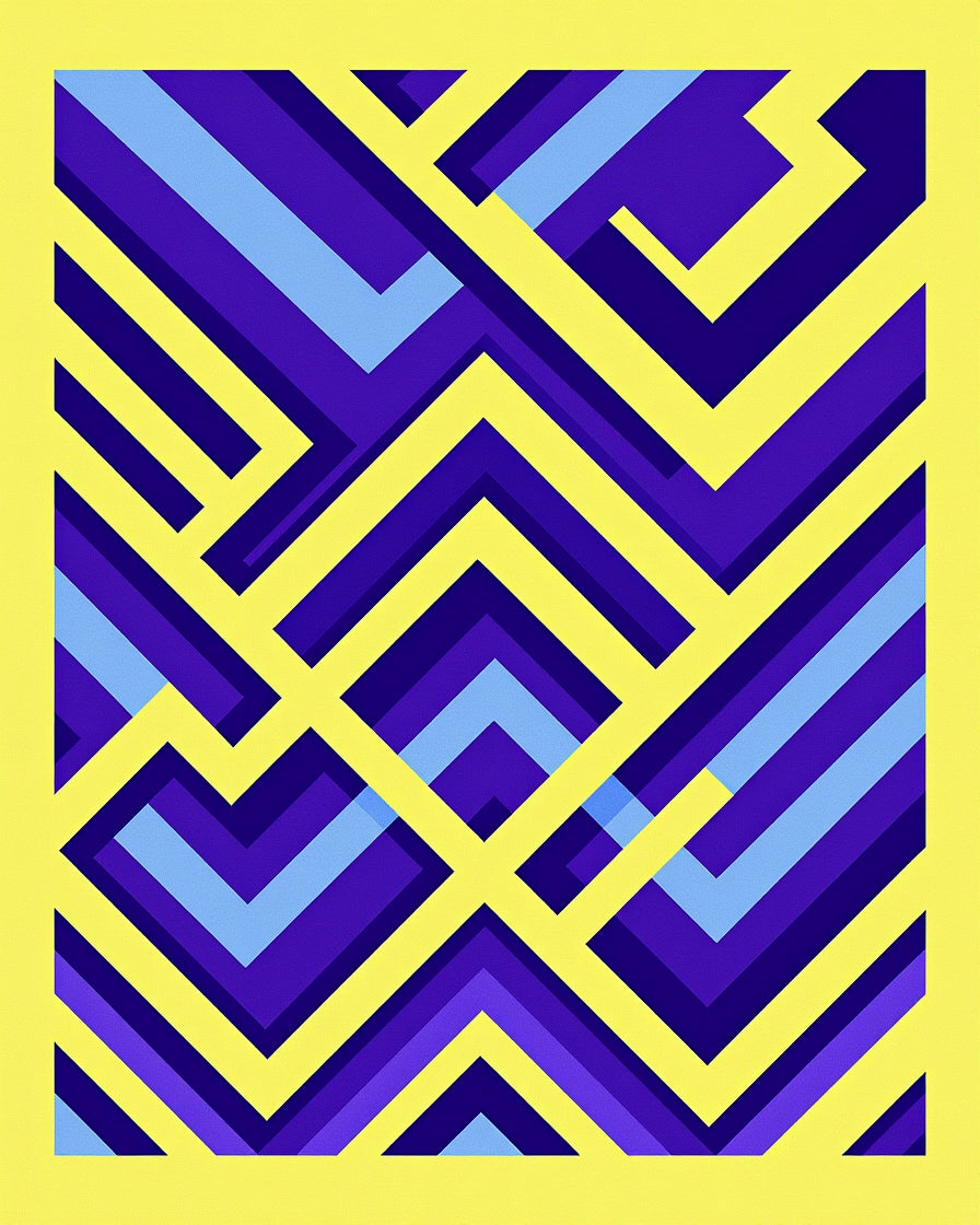 Vibrant Geometric Chevron Maze Rug