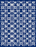 Intricate Navy White Geometric Abstract Rug