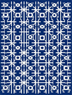 Intricate Navy White Geometric Abstract Rug
