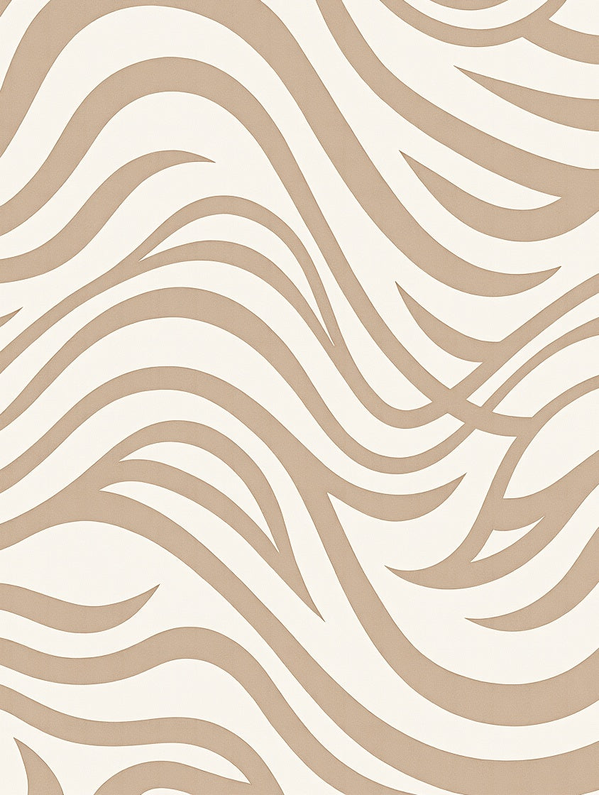 Neutral Cream Wavy Stripe Rug