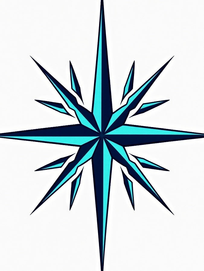 Aqua Teal Starburst Compass Rose Rug
