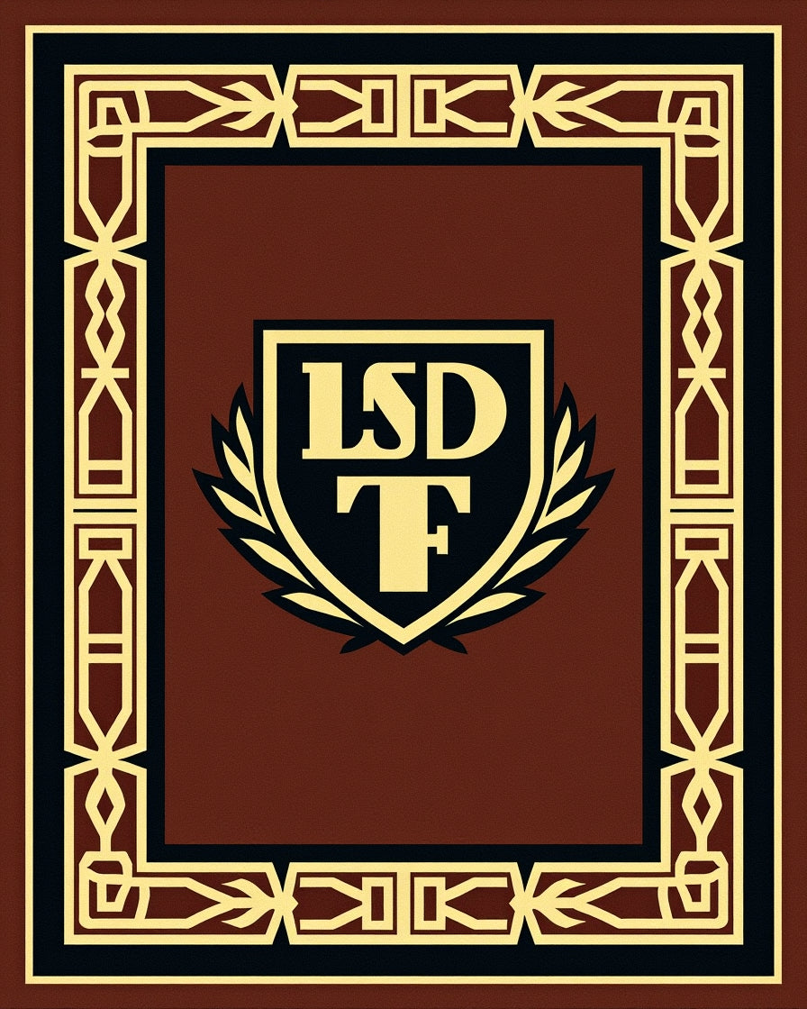 Elegant Gold Emblem Brown Square Rug