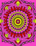 Vibrant Pink Yellow Red Floral Mandala Rug