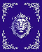 Majestic Lion Head White Filigree Rug