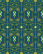 Art Nouveau Emerald Green Symmetry Rug