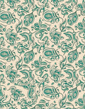 Teal Swirl Vine Cream Background Rug
