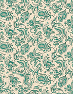 Teal Swirl Vine Cream Background Rug