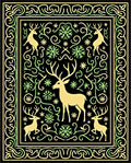 Golden Deer And Snowflake Forest Rug