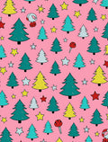 Pink Christmas Trees and Stars Cotton Rug