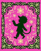 Pink Silhouette Character Snowflake Frame Rug