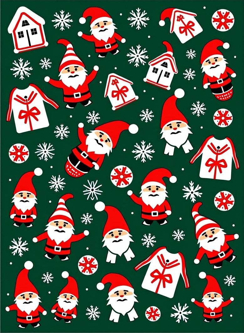 Festive Santa Claus Snowflake Houses Rug
