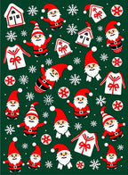 Festive Santa Claus Snowflake Houses Rug