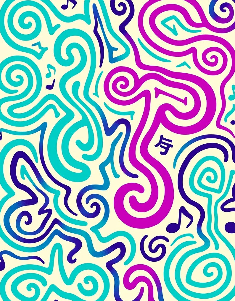 Vibrant Teal Purple Swirls Harmony Rug